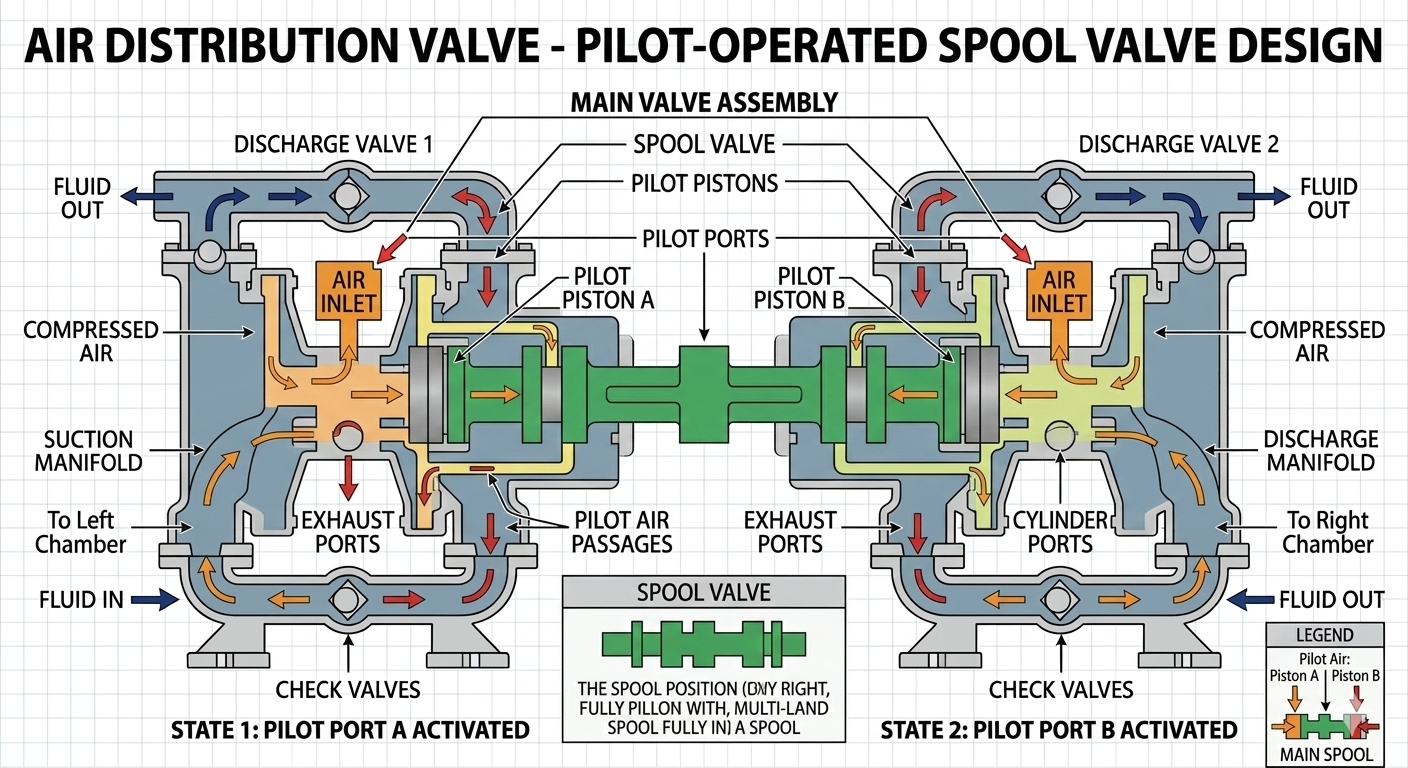 Air Distribution Valve - Pilot-Operated Spool Valve Design